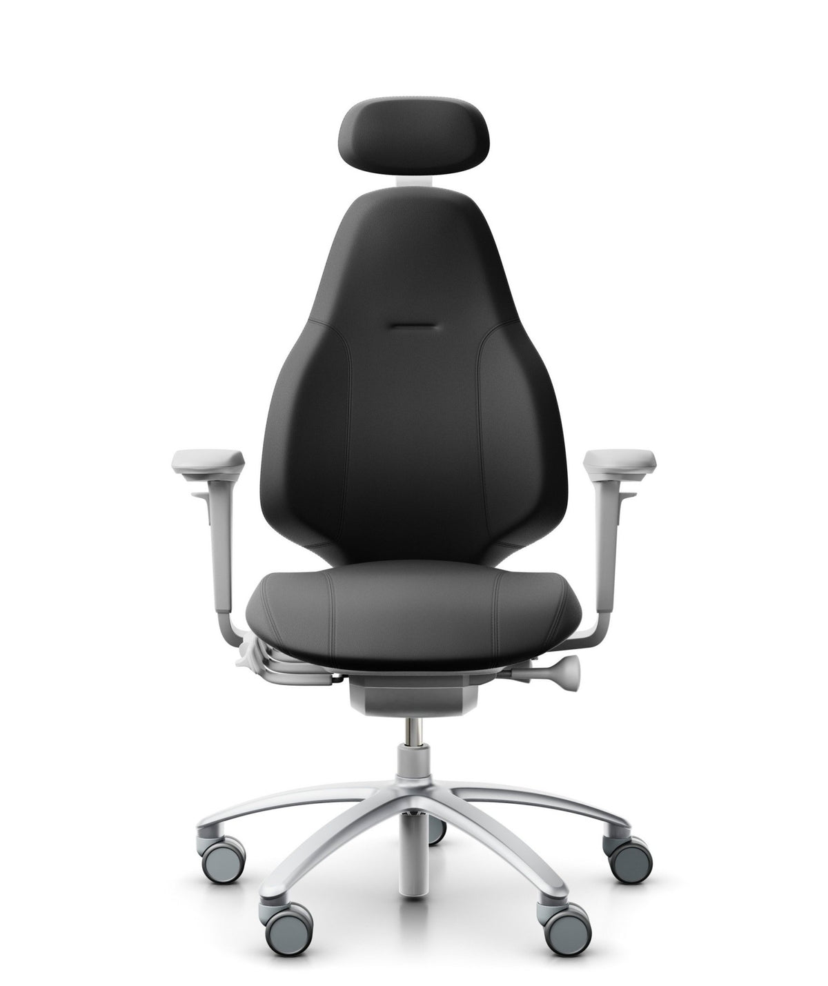 RH Mereo 220 Silver Grey, Leather Black ergonomic office chair