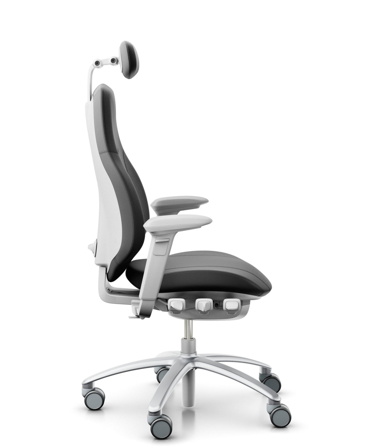 RH Mereo 220 Silver Grey, Leather Black ergonomic office chair
